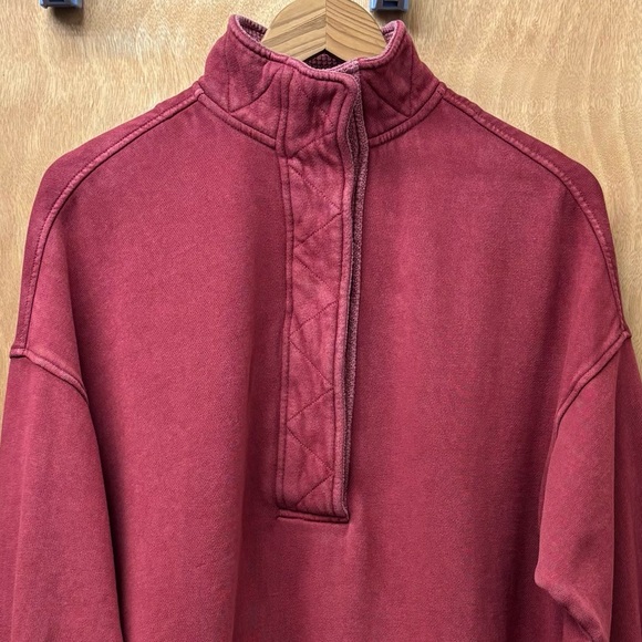 aerie snap oversized pullover, brick red, size small - Picture 4 of 11